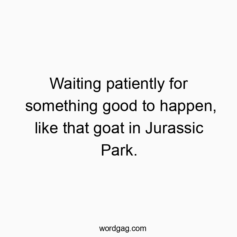 Waiting patiently for something good to happen, like that goat in Jurassic Park.