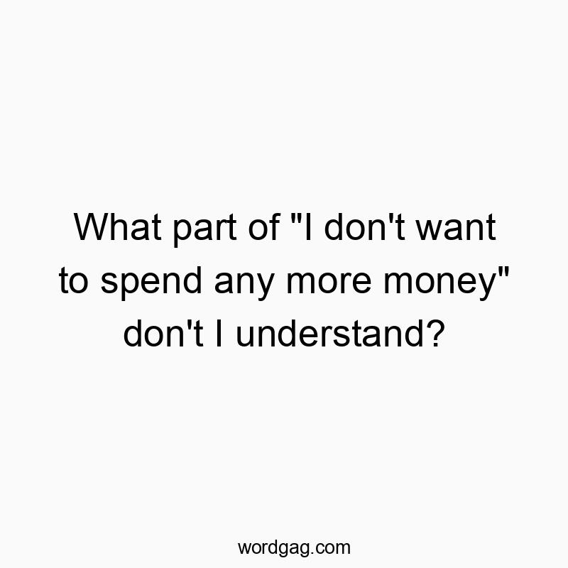 What part of “I don’t want to spend any more money” don’t I understand?