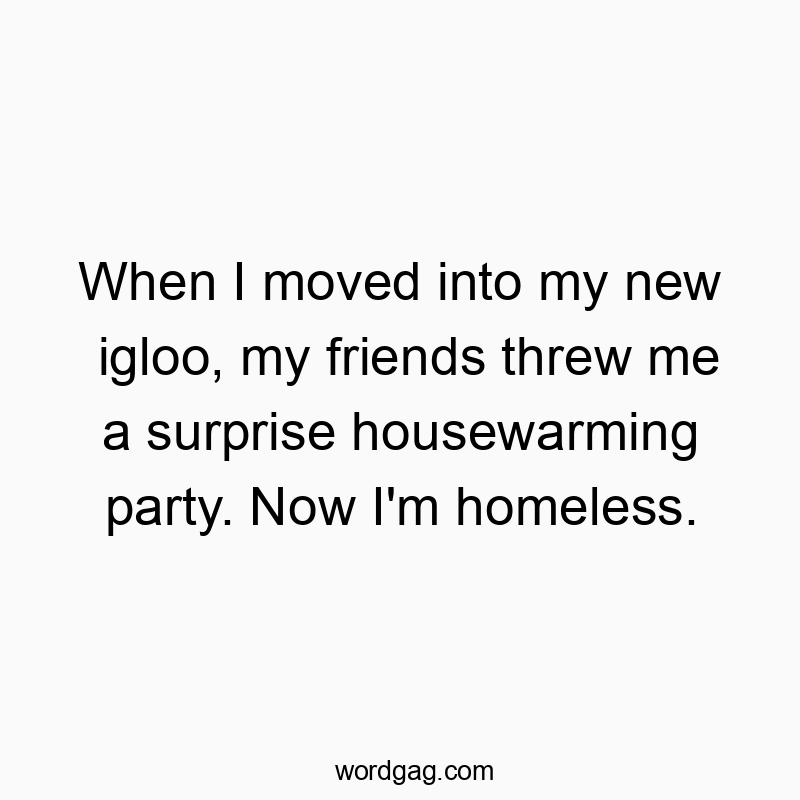 When I moved into my new igloo, my friends threw me a surpr…