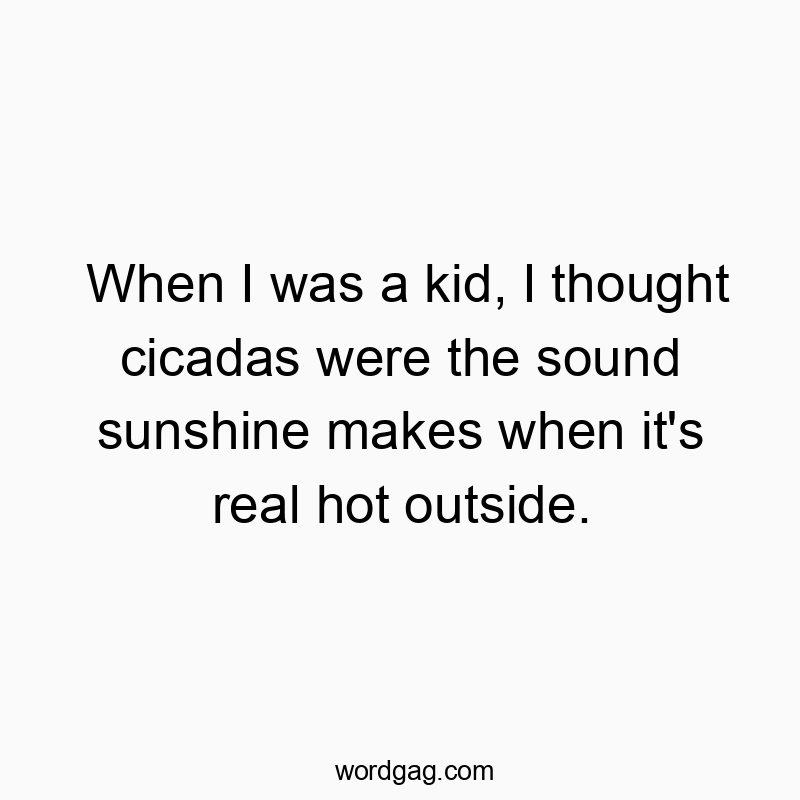 When I was a kid, I thought cicadas were the sound sunshine makes when it’s real hot outside.