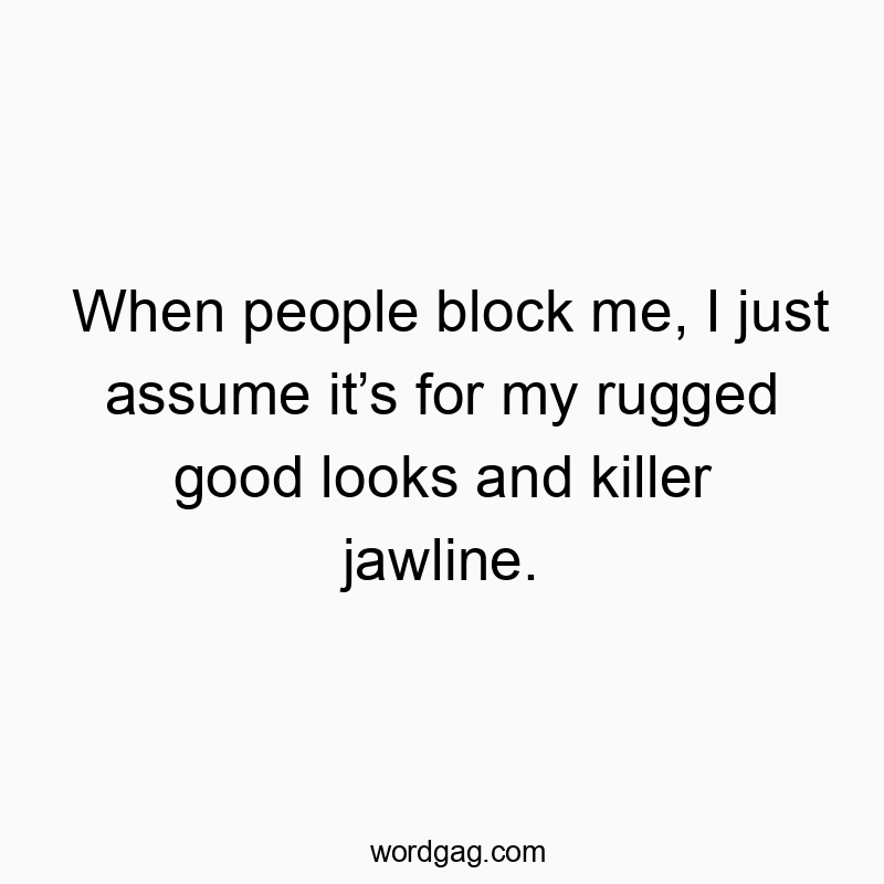 When people block me, I just assume itโs for my rugged good looks and killer jawline.