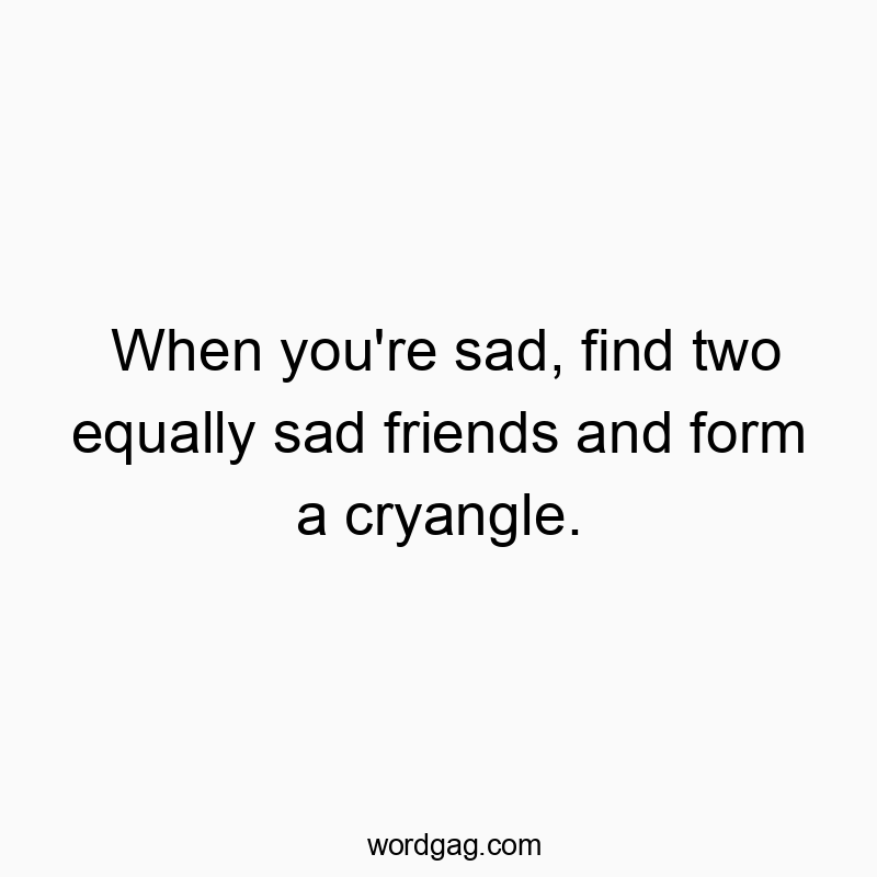 Funny comedy quotes - When you’re sad, find two equally sad friends and form a cryangle.