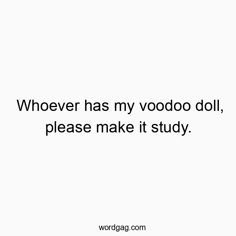 Funny doll quotes - Whoever has my voodoo doll, please make it study.