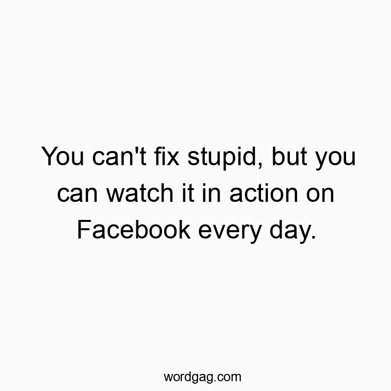 You can’t fix stupid, but you can watch it in action on Facebook every day.