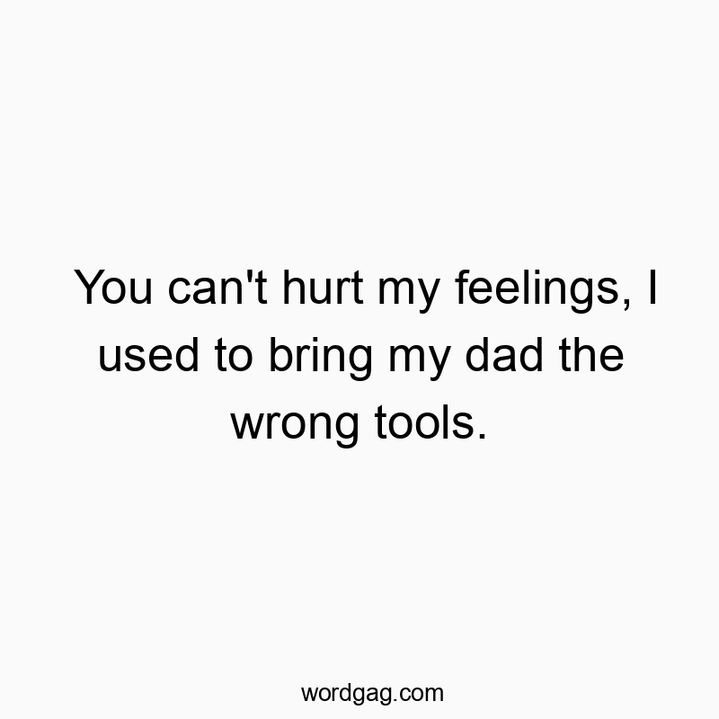 You can’t hurt my feelings, I used to bring my dad the wrong tools.