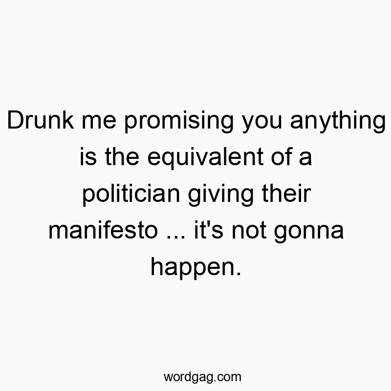 Drunk me promising you anything is the equivalent of a poli…