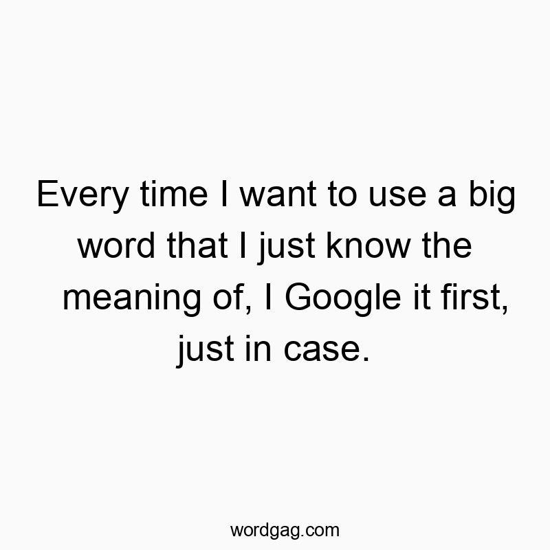 Funny know quotes - Every time I want to use a big word that I just know the meaning of, I Google it first, just in case.