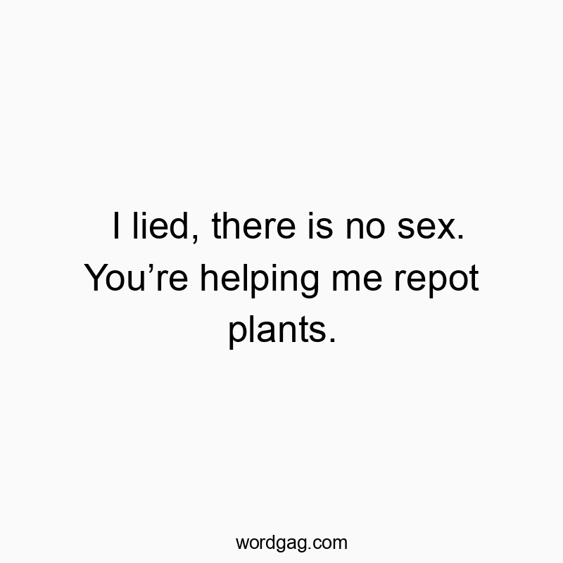 52 Funny lie quotes - I lied, there is no sex. You’re helping me repot plants.