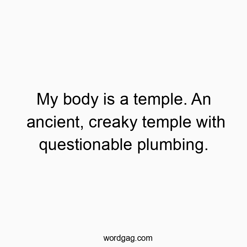 Funny questionable quotes - My body is a temple. An ancient, creaky temple with questio…