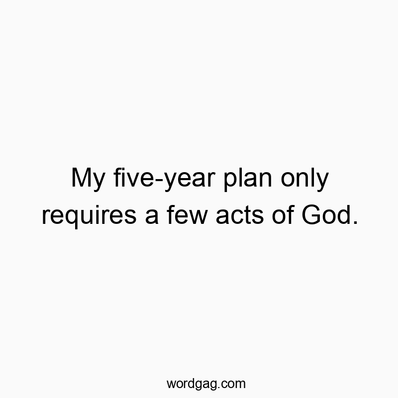 Funny God quotes - My five-year plan only requires a few acts of God.