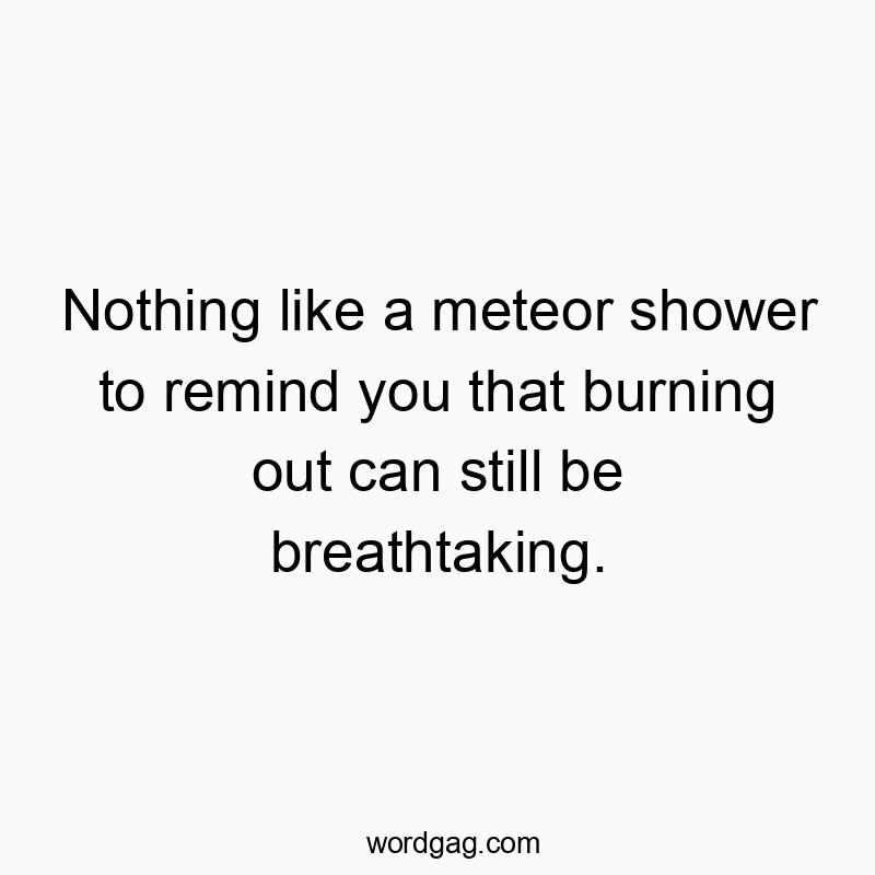 Nothing like a meteor shower to remind you that burning out can still be breathtaking.