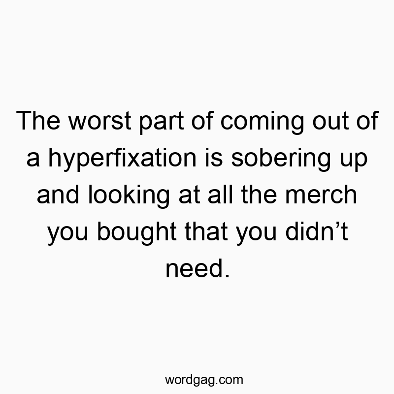 The worst part of coming out of a hyperfixation is sobering up and looking at all the merch you bought that you didnโt need.