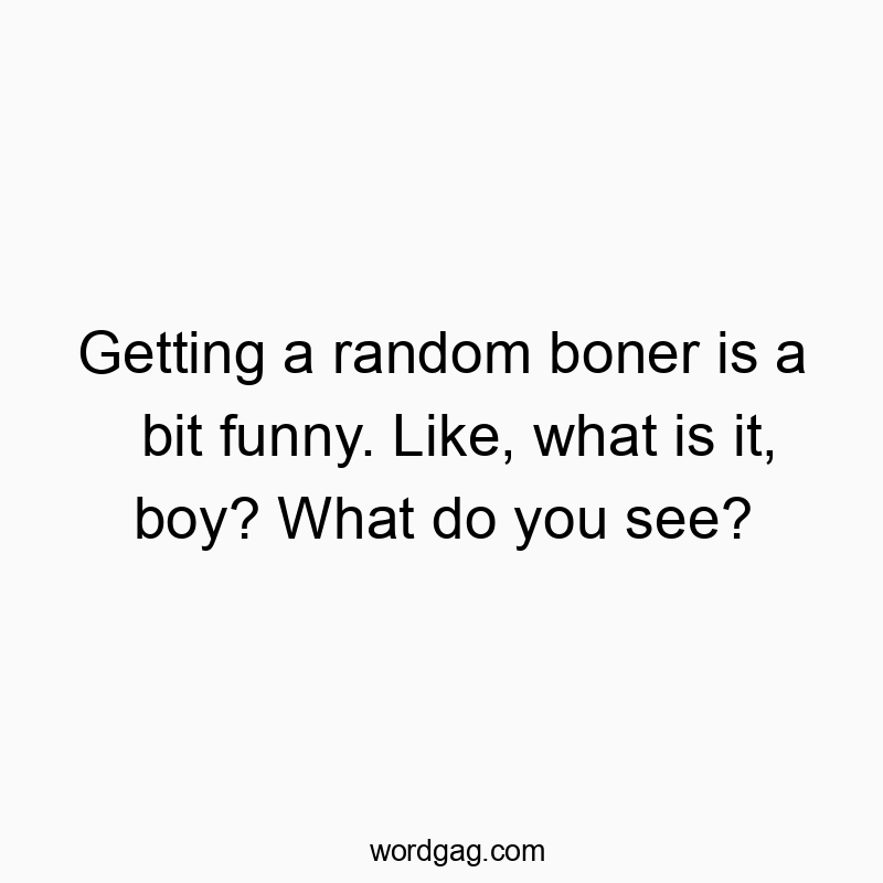 Getting a random boner is a bit funny. Like, what is it, boy? What do you see?