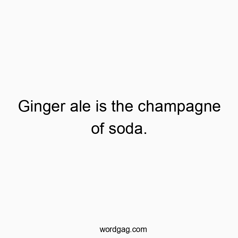 Ginger ale is the champagne of soda.