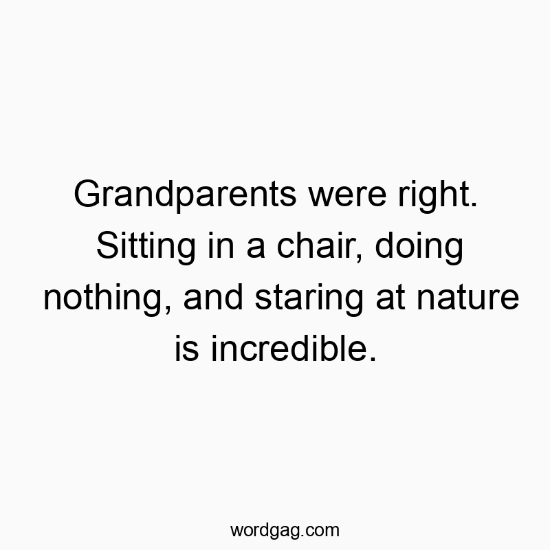 Grandparents were right. Sitting in a chair, doing nothing, and staring at nature is incredible.