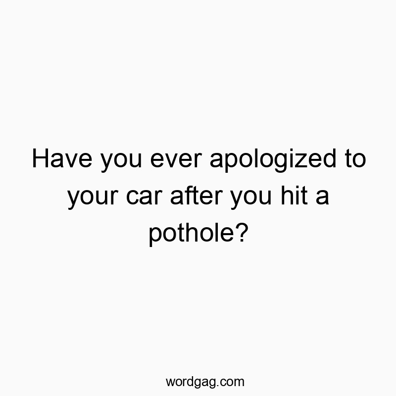 Have you ever apologized to your car after you hit a pothole?