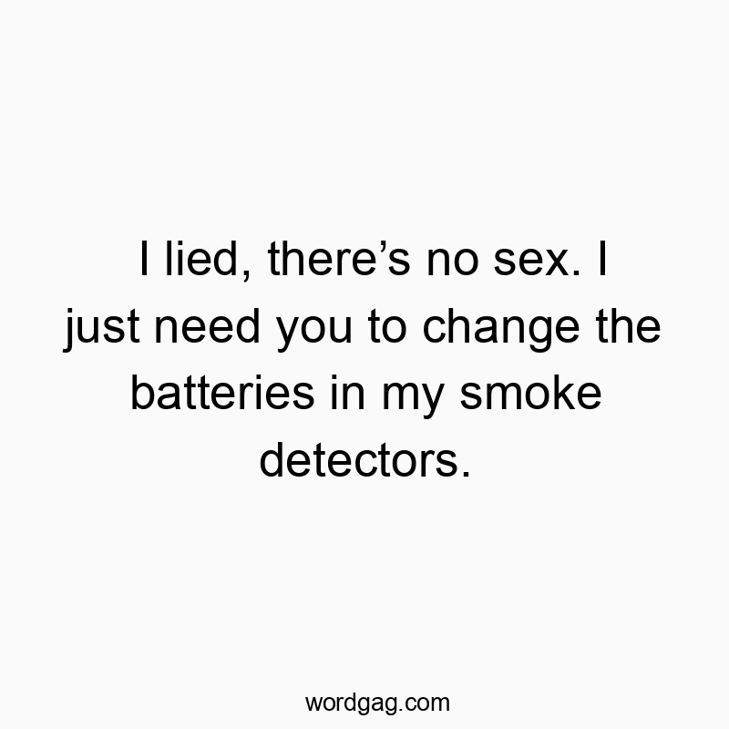52 Funny lie quotes - I lied, there’s no sex. I just need you to change the batteries in my smoke detectors.