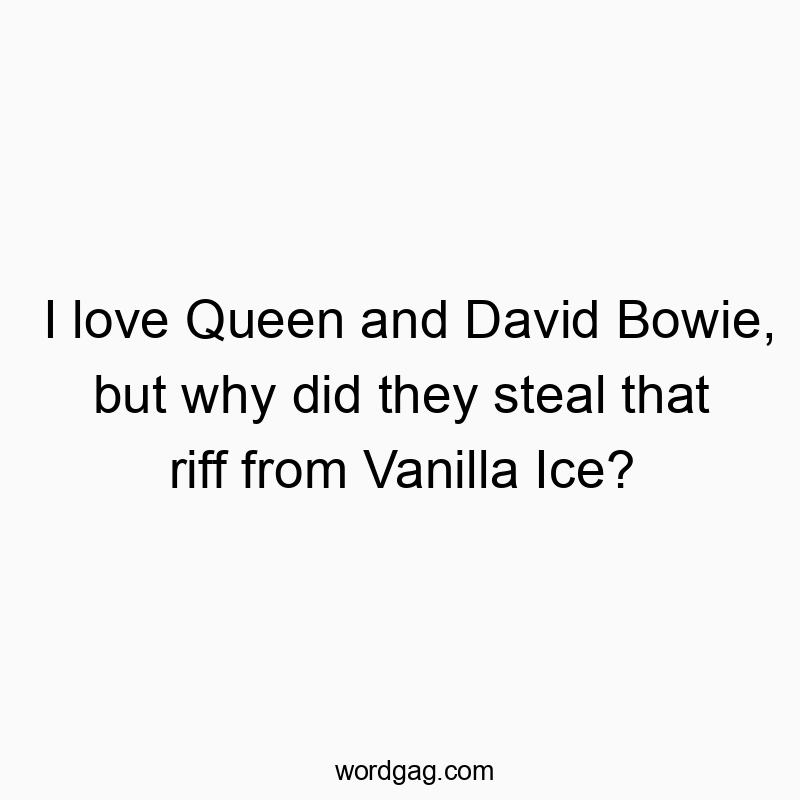 Funny david quotes - I love Queen and David Bowie, but why did they steal that riff from Vanilla Ice?