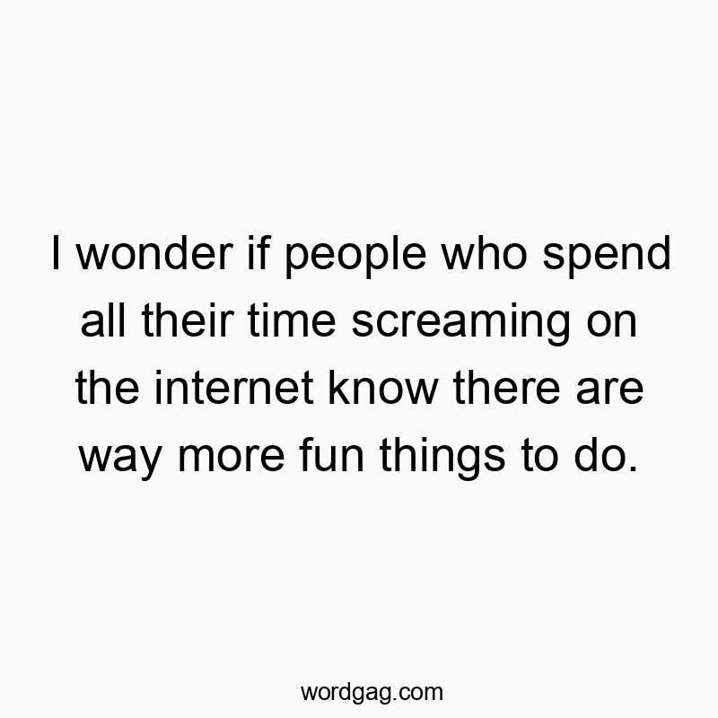 Funny know quotes - I wonder if people who spend all their time screaming on the internet know there are way more fun things to do.
