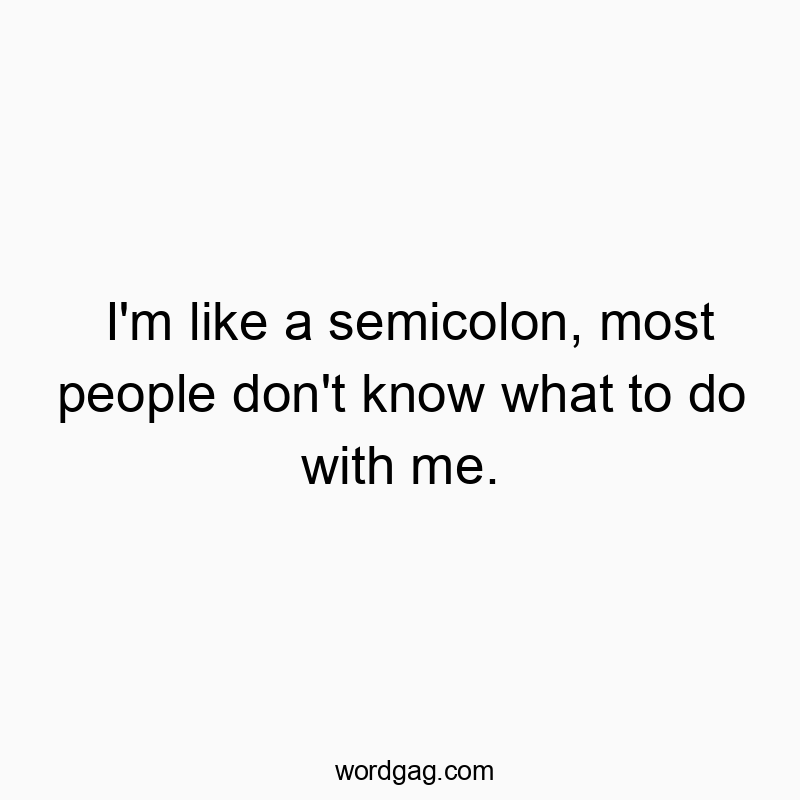 I’m like a semicolon, most people don’t know what to do with me.