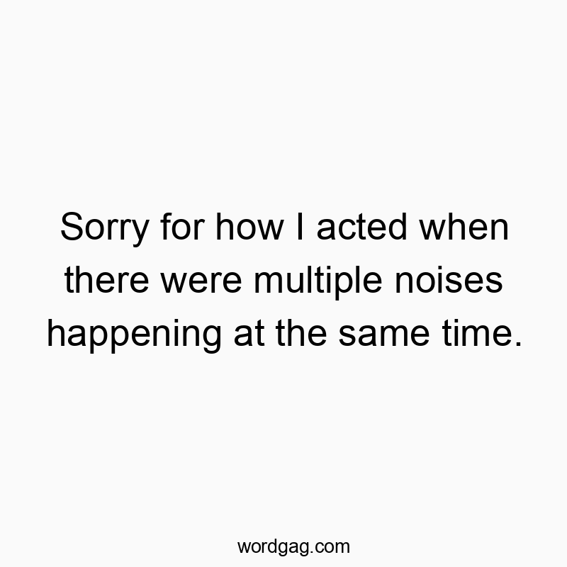 Sorry for how I acted when there were multiple noises happening at the same time.