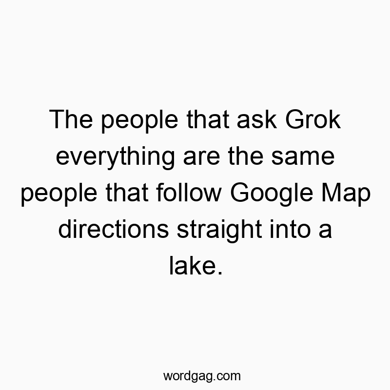 995 Funny people quotes - The people that ask Grok everything are the same people that follow Google Map directions straight into a lake.