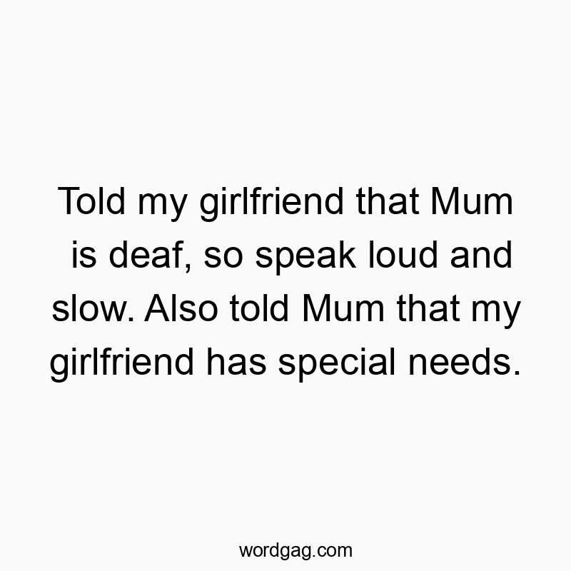 Witty text about miscommunication and family humor, playful and clever in tone.