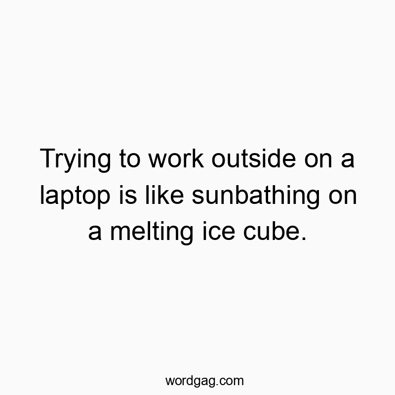 Funny sunbathing quotes - Trying to work outside on a laptop is like sunbathing on a melting ice cube.
