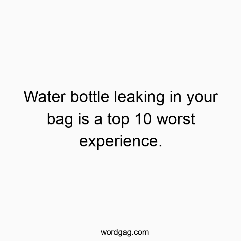 Funny inconvenience quotes - Water bottle leaking in your bag is a top 10 worst experien…