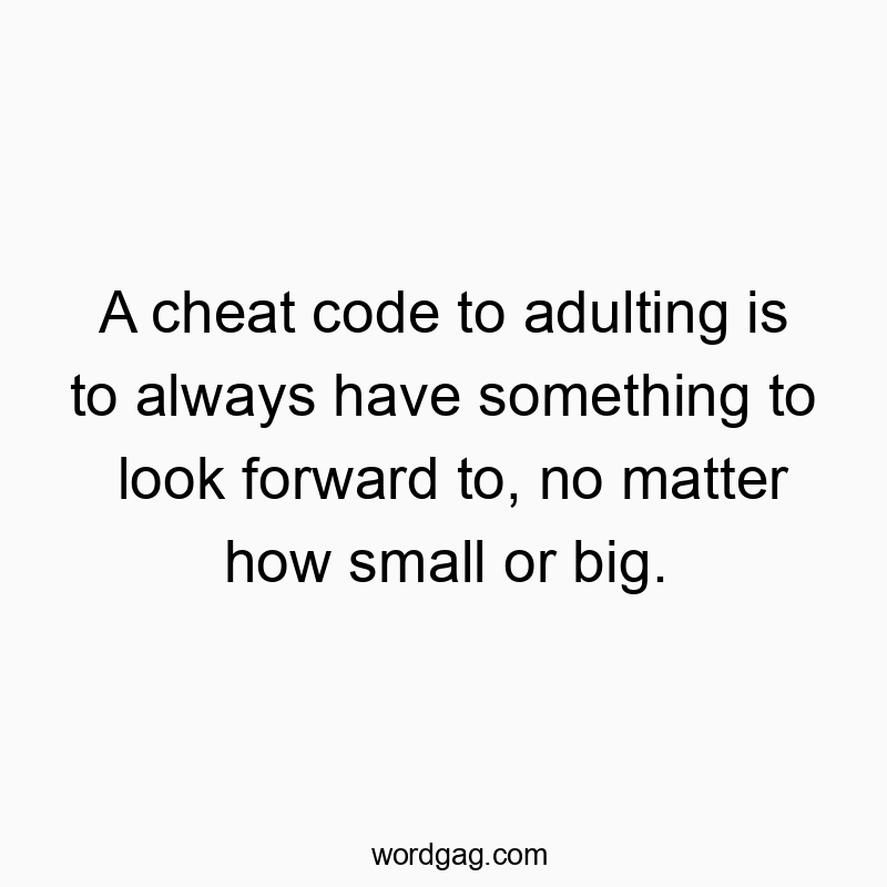 A cheat code to adulting is to always have something to look forward to, no matter how small or big.