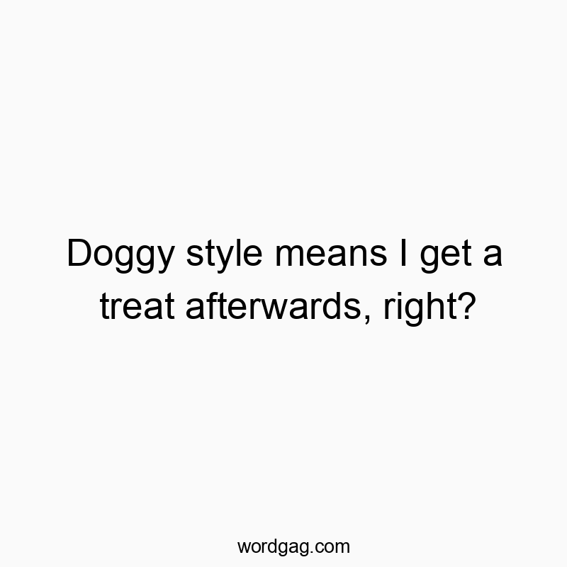 Playful text joking about dog behavior and treats, humorous and lighthearted in tone.