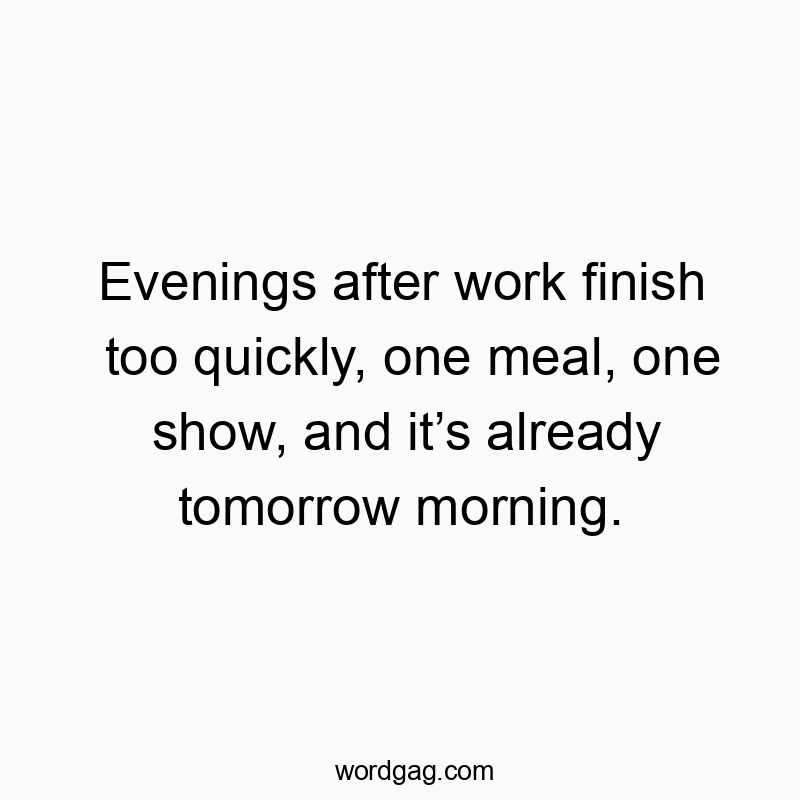 Funny show quotes - Evenings after work finish too quickly, one meal, one show, and it’s already tomorrow morning.