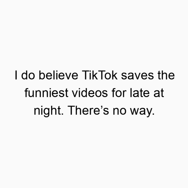 I do believe TikTok saves the funniest videos for late at n…