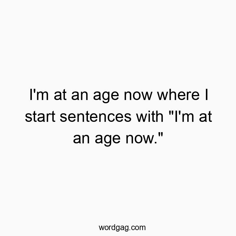 Funny self-reference quotes - I’m at an age now where I start sentences with “I’m at an age now.”