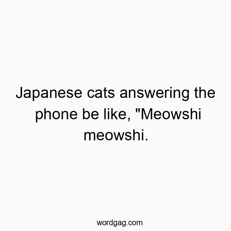 Japanese cats answering the phone be like, “Meowshi meowshi.”
