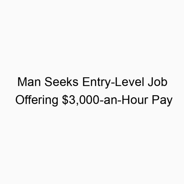 Man Seeks Entry-Level Job Offering $3,000-an-Hour Pay