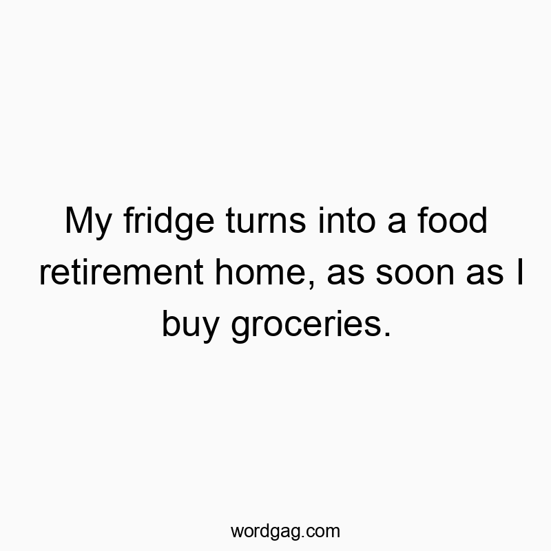 872 Funny food quotes - My fridge turns into a food retirement home, as soon as I buy groceries.