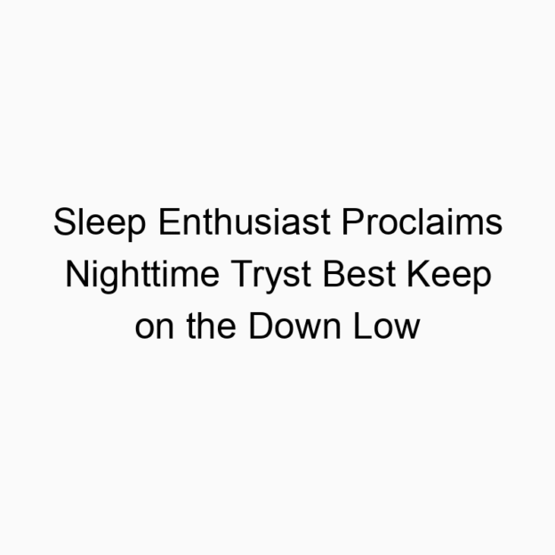 Sleep Enthusiast Proclaims Nighttime Tryst Best Keep on the Down Low