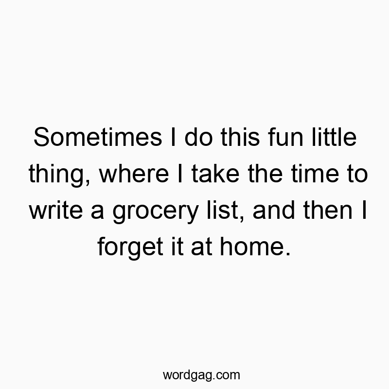 337 Funny fun activity quotes - Sometimes I do this fun little thing, where I take the time to write a grocery list, and then I forget it at home.
