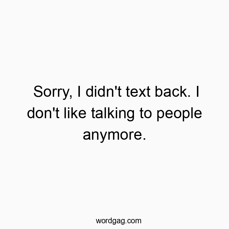 Sorry, I didn’t text back. I don’t like talking to people anymore.