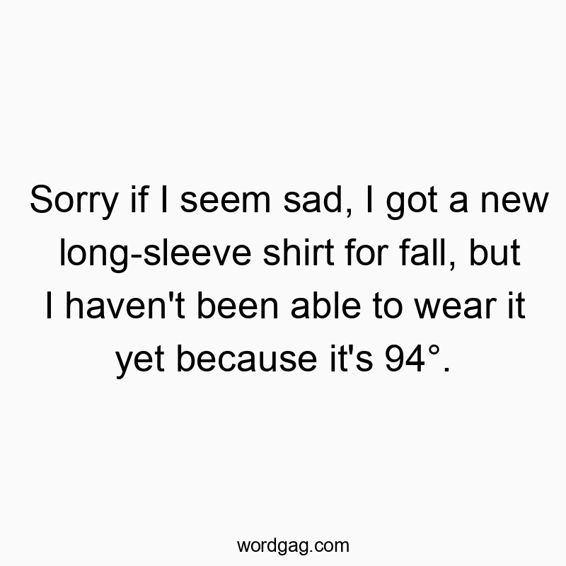 Sorry if I seem sad, I got a new long-sleeve shirt for fall, but I haven’t been able to wear it yet because it’s 94ยฐ.