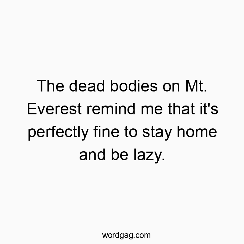 The dead bodies on Mt. Everest remind me that it’s perfectly fine to stay home and be lazy.