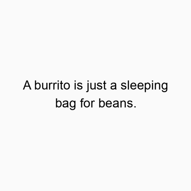 A burrito is just a sleeping bag for beans.
