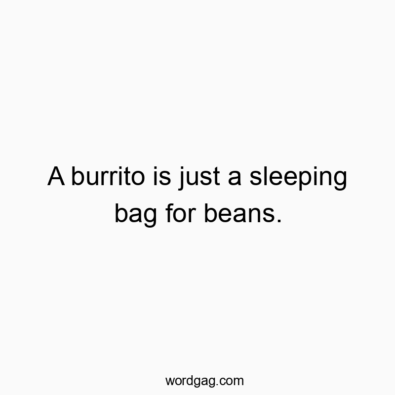 A burrito is just a sleeping bag for beans.