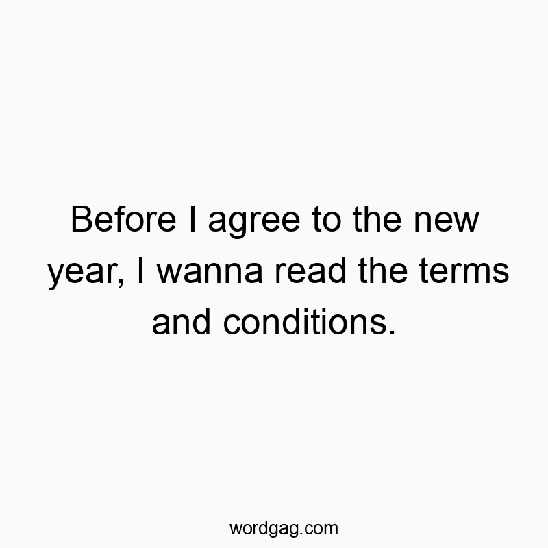 Before I agree to the new year, I wanna read the terms and conditions.