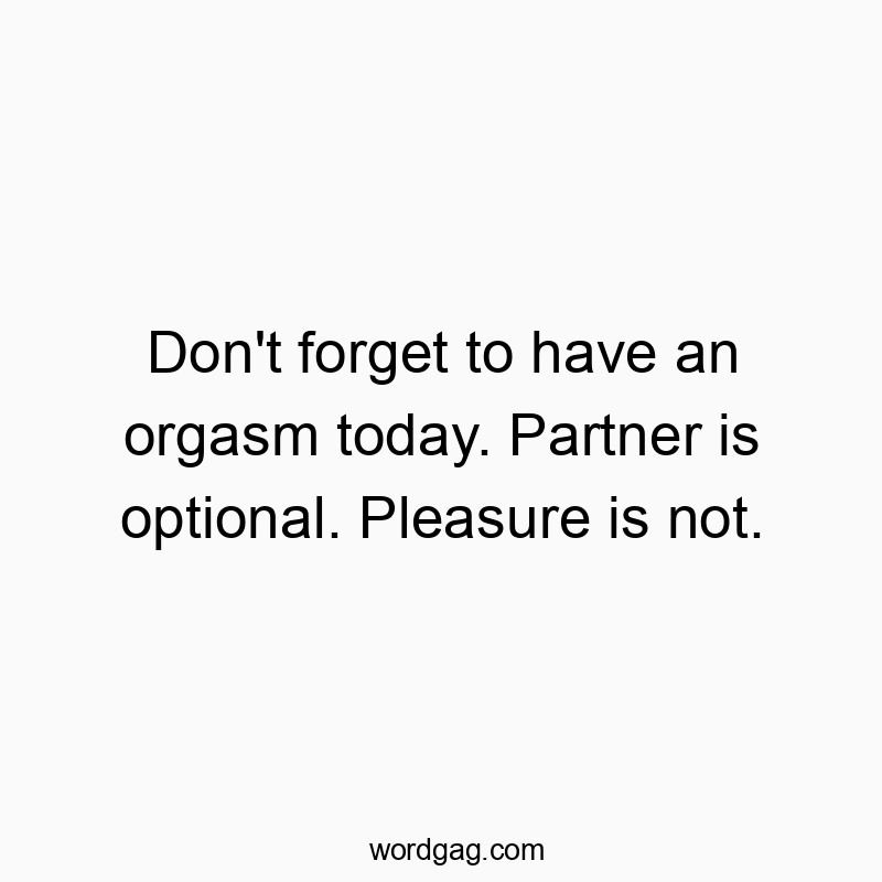 Don’t forget to have an orgasm today. Partner is optional. Pleasure is not.