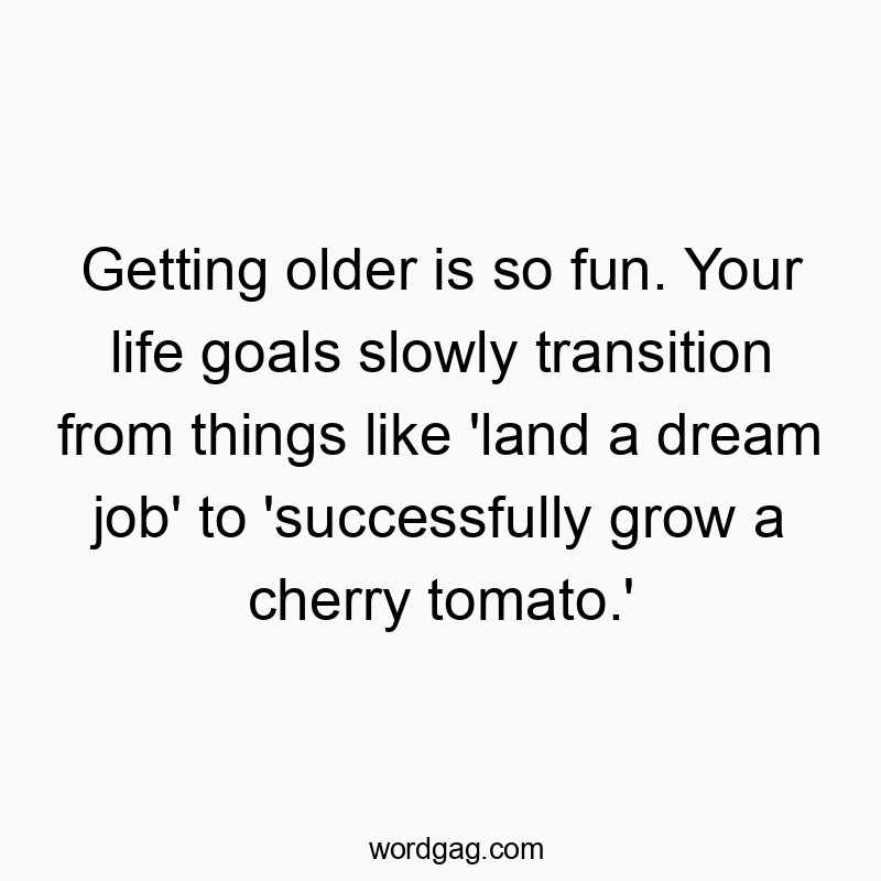 Getting older is so fun. Your life goals slowly transition from things like ‘land a dream job’ to ‘successfully grow a cherry tomato.’