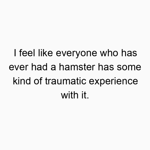 I feel like everyone who has ever had a hamster has some kind of traumatic experience with it.