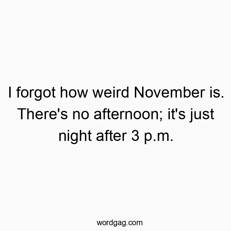 Funny time quotes - I forgot how weird November is. There’s no afternoon; it’s just night after 3 p.m.