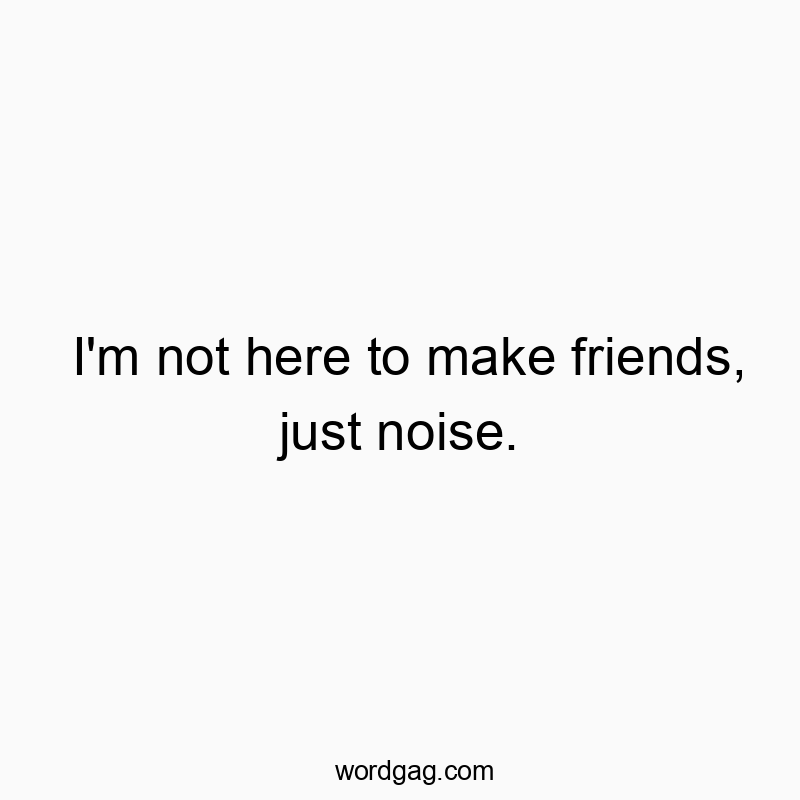 Funny just quotes - I’m not here to make friends, just noise.